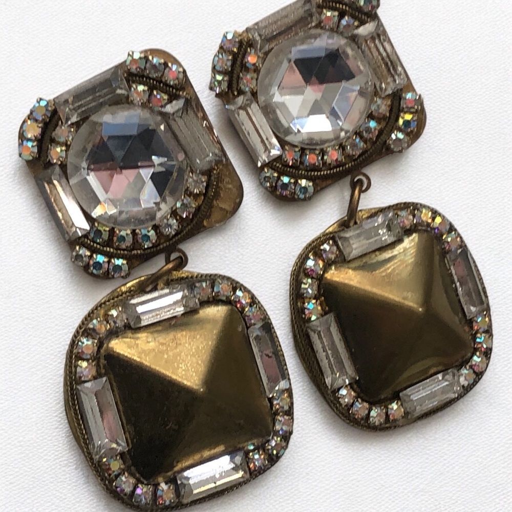 80s M & J Hansen Designs Crystal Runway Earrings